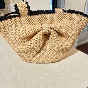 Kate Pade x Target Woven Shoulder Bag with Black Trim and Bow Detail